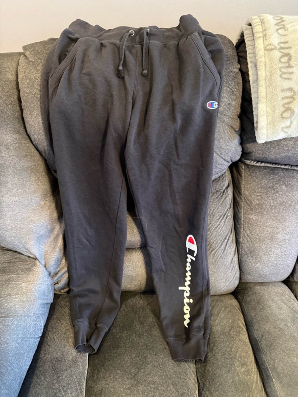 Champion Black Logo Jogger Sweatpants